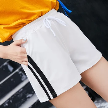 

Casual Striped Plus Size Sport Shorts Women Summer Cotton High Waist Short Gym Running Office Lady Fashion Korean Wild Shorts