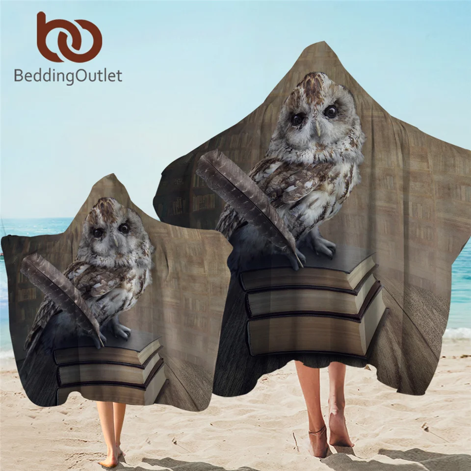 Постельное белье Outlet Сова носимое банное полотенце яркое печатное с капюшоном 3D