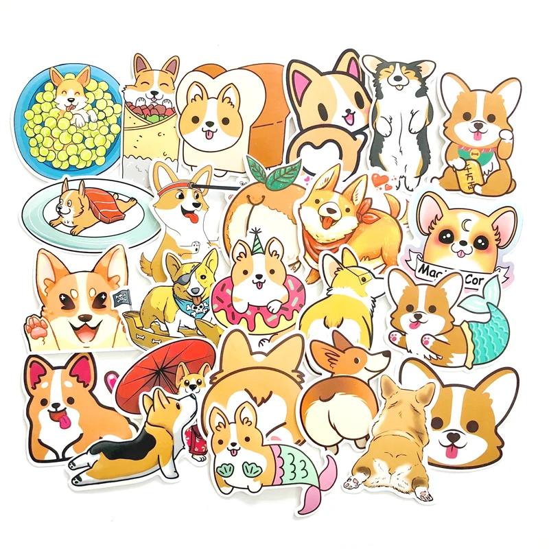 

25pcs Kawaii Welsh Corgi Pembroke hydro flask Stickers Cute Animals Dog For Car Suitcase Cool Laptop Skateboard vsco Sticker