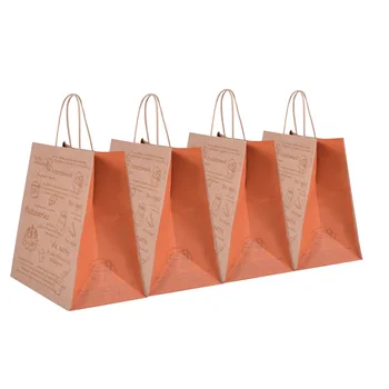 

30 Pcs/lot Takeaway package Kraft Paper Bag Shopping Bags DIY Multifunction Festival Gift Bag With Handles 21x19.5x14cm