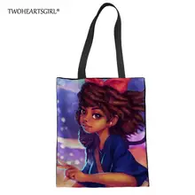 Twoheartsgirl сверхмощные хозяйственные сумки женские художественные черные африканские Девушки Печать сумка шоппер подростков колледж афро книга сумки женские
