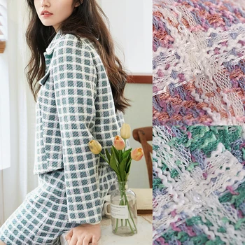 

148CM Wide 480G/M Weight Soft Green Pink Knitted Tweed Polyester Acrylic Fabric for Autumn and Spring Dress Coat Jacket DE1365