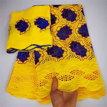 

Hot sale african swiss voile lace in switzerland 5+2yards nigerian lace fabrics latest african laces 2020 cotton lace y20-6