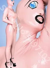  Full Cover Woman Latex Catsuit with mouth condom attached Socks And Gloves Full Body Costumes 