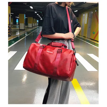 

Travel bag 2019 new Korean fashion fitness bag outdoor single shoulder hand-held PU leather slanting travel bag handbag