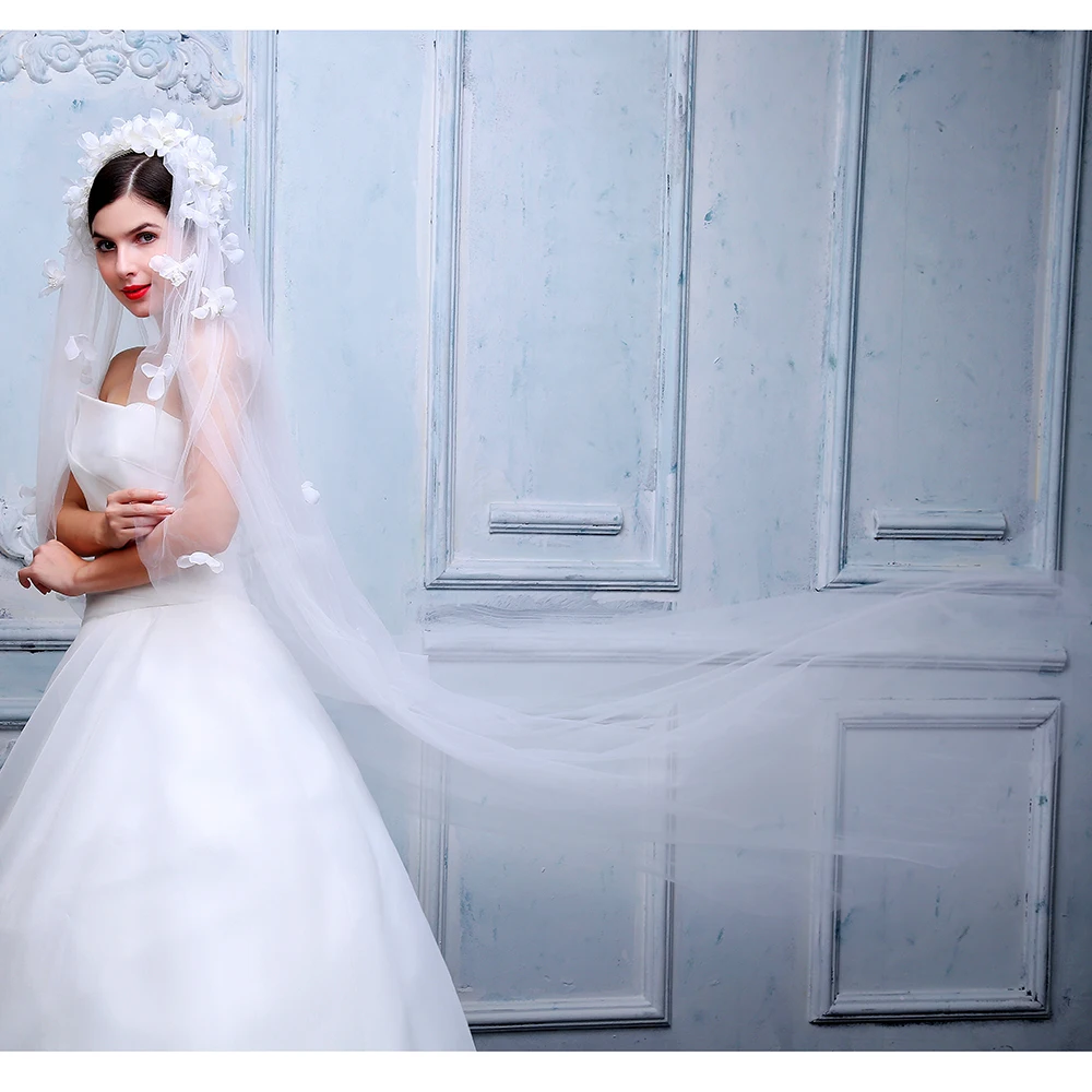 new arrive elegant woman two layers chapel veil soft Tulle with cut edge veils velo de novia Wedding dress accessories comb | Свадьбы и