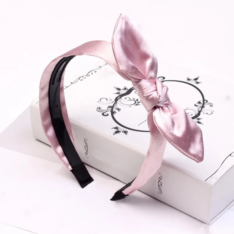 Новая мода крест обруч с бантиком для девочек Женская Свадебная вечеринка ткань головные уборы резинки для волос - Цвет: Pink2