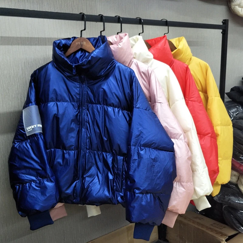 Young Lady Stand-Collar Full Sleeve Outdoor Overcoat White Oversize Duck Down Solid Colour Winter Warm Down Jacket