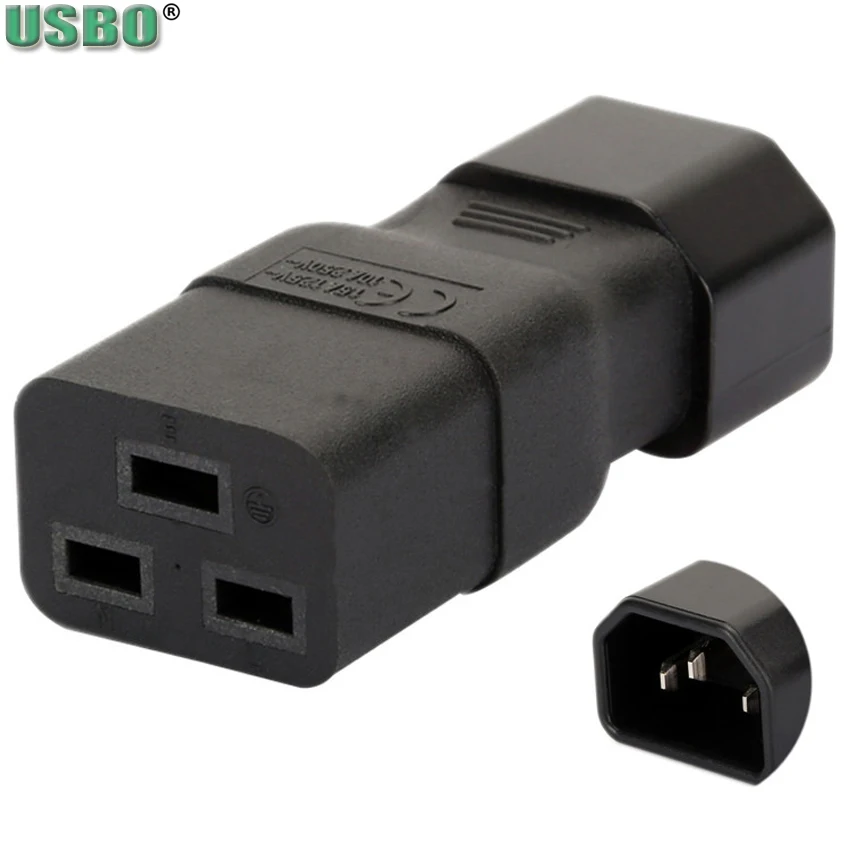Black Copper IEC320 C14 Male to C19 Female Power Socket UPS PDU APC Power Adaptor Plug Electric AC Connector Plug 10A 16A