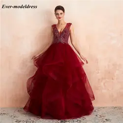 Блестящие бордовые бальное платье для выпускного вечера платья сексуальное нижнее белье с глубоким v-образным вырезом платье с блестками