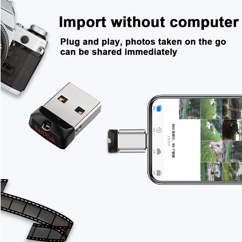 cheap flash drives SanDisk USB Flash Drive 64GB lightning adapter Pen Drive For iPhone 11 x 8 7 7Plus 6 6s 5 se iPad iPod PenDrive cle usb stick flash drive for iphone