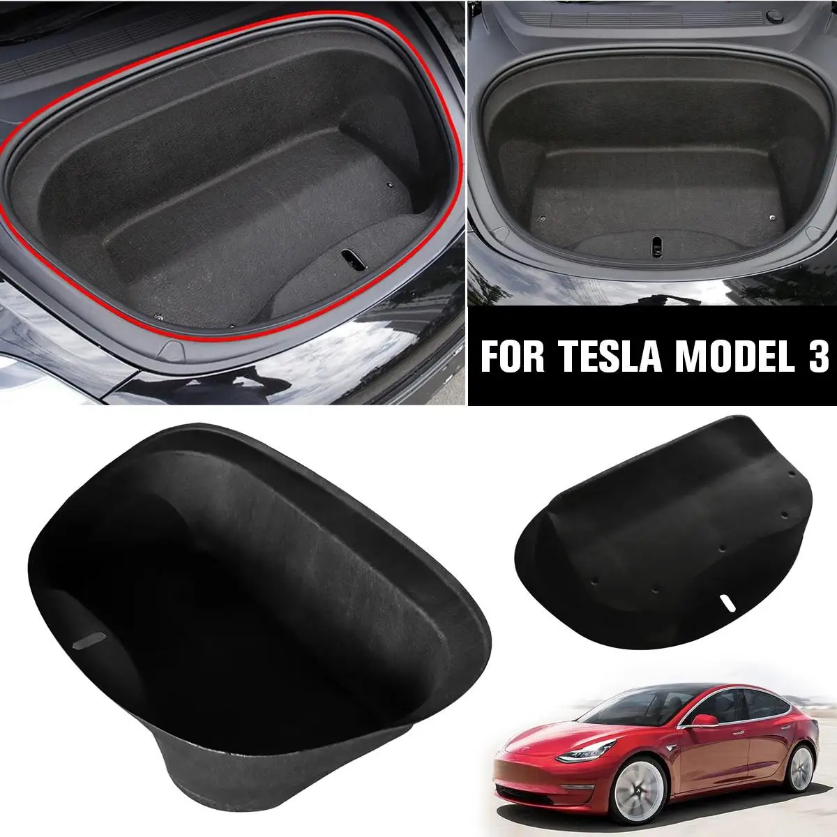 

NEW 1PCS Black Front Trunk Cotton Mat Sound Proof Protector Cotton For Tesla Model 3 2017 2018 2019