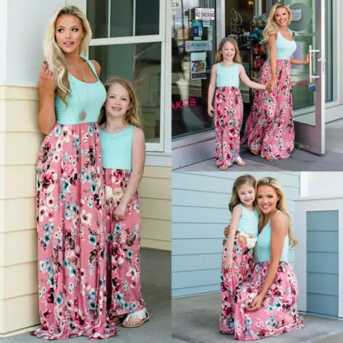 Летнее платье-макси для мамы и дочки | Мать ребенок