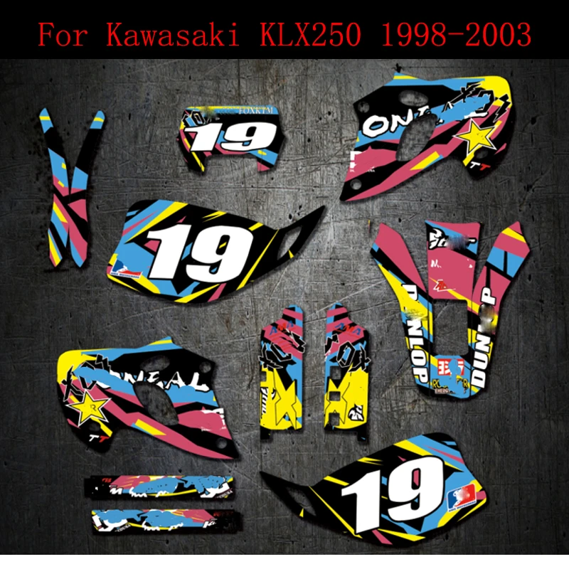 Undvigende Betydelig Periodisk 98 03 For Kawasaki KLX 250 Stickers Kits Free Customized Number Graphics  Background Decals KLX250 1998 1999 2000 2001 2002 2003|Decals & Stickers| -  AliExpress