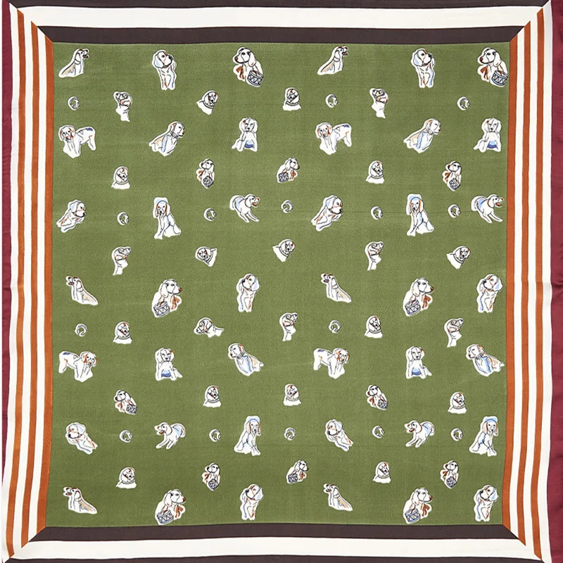 60X60cm атласный шифоновый маленький шелковый шарф женский с принтом щенка