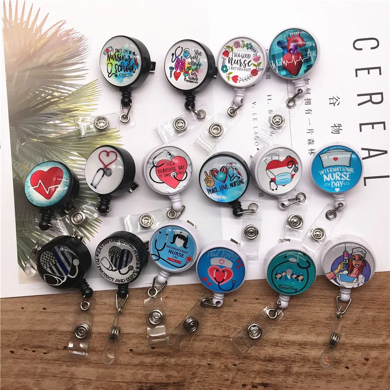 Skeleton ID Badge Lanyard Set - Retractable Reel, Hard Badge Cover & Neck Strap, Cool Design For Work & Events
