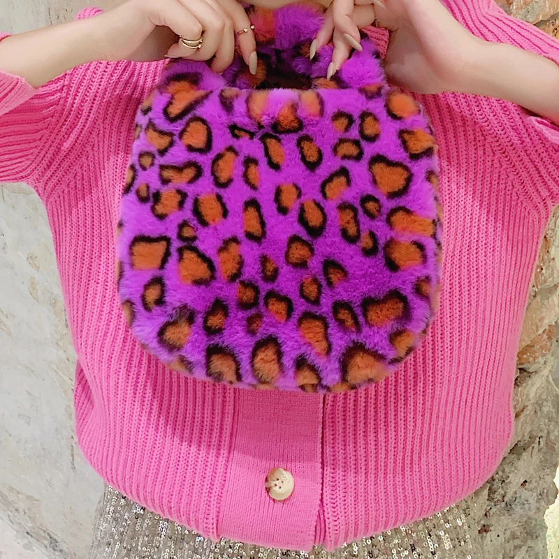Милый Макарон карамельный цвет мини меховая сумка для женщин Зимняя мода милые Kawaii для девочек из искусственной норки сумки уличная стильная мягкая плюшевая сумка