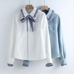 Повседневные вельветовые рубашки женские модные волнистые винтажные Однотонные блузки с длинными рукавами Топы 2019 осень зима