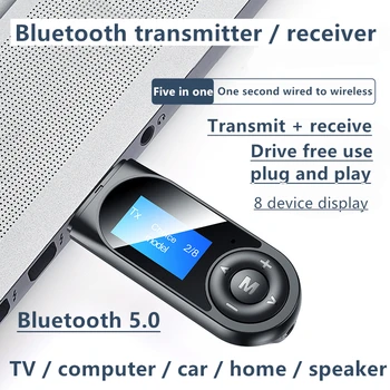 

5.0 Bluetooth receiver transmitter wireless audio aux adapts to laptop driveless TV projector car 3.5mm audio speaker headset