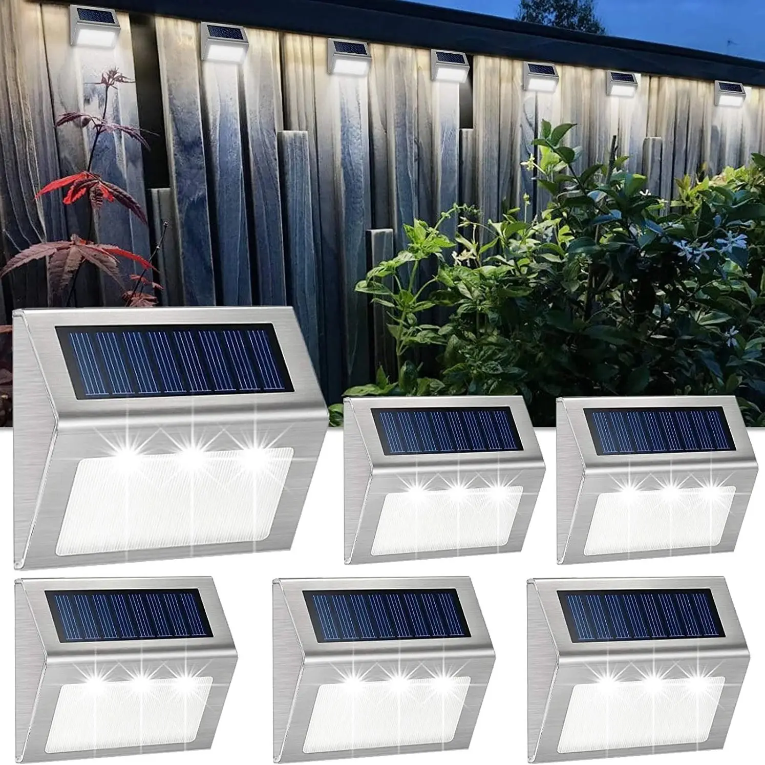 4pcs outdoor solar stair lights human body sensor courtyard pathway lamp waterproof street garden yard stainless steel 3led door 3LED Stainless Steel Solar Garden Light Lamps For Outdoor Illuminates Stairs Paths Deck Patio LED Solar Power Street Lighting