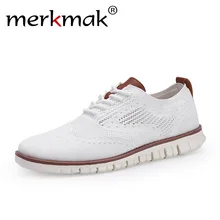 Merkmak/Новинка; Мужская обувь с перфорацией типа «броги» на шнуровке; легкая модельная обувь в британском стиле; модная дышащая обувь на плоской подошве с сетчатым верхом