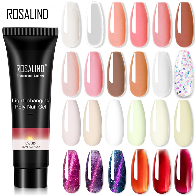 ROSALIND Pure Color Poly Nail Gel Jelly Polish 15ml Hybrid Varnishes Nails Art Design Glitter UV Builder Lacquer | Красота и здоровье