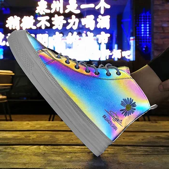 

Fashion Men's Canvas Sneakers High Top Casual Comfortable Shoes for Men Spring Flat Lace Up Student Shoes Zapatos De Hombre