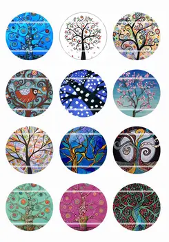 

Handmade Colorful picture Tree Round Glass Cabochons Refrigerator magnet for Necklace Decoration and Phone Chain Accessaries16