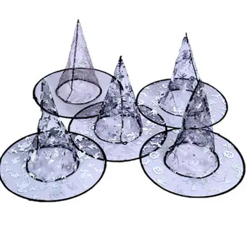 

Witch Hats Masquerade Ribbon Wizard Hat Adult Kid Cosplay Costume Accessories Halloween Party Fancy Dress Decor Hat random style