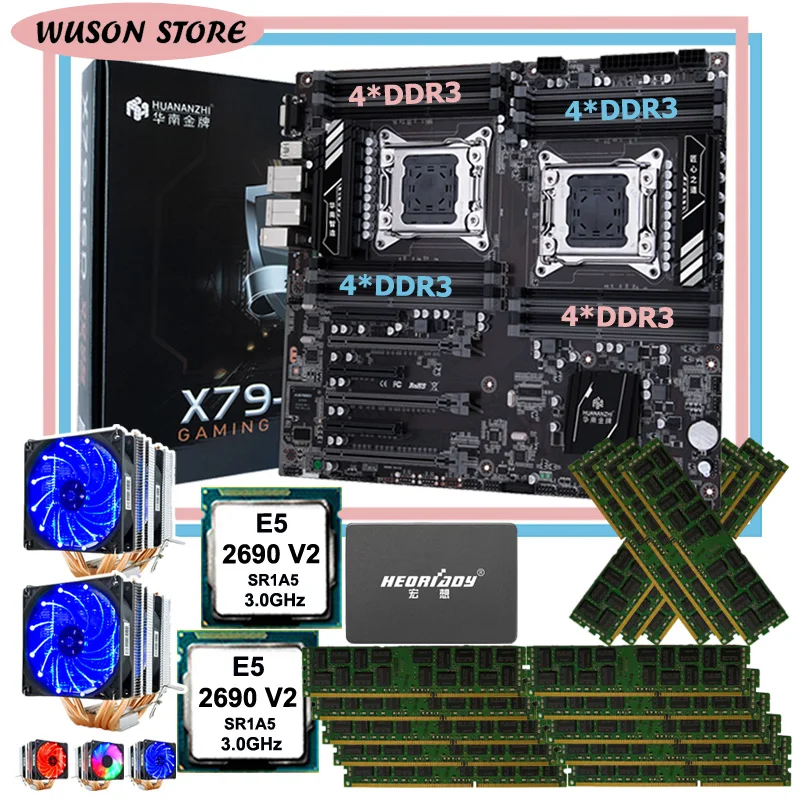 HUANANZHI X79-16D материнская плата комплект 960G SATA SSD двойной процессор Intel Xeon E5 2690 V2 двойной процессор кулер память 128G(16*8G) 1866 RECC HUANANZHI X79-16D материнская плата комплект 960G SATA SSD двойной процессор Intel Xeon E5 2690 V2 двойной процессор кулер память 128G(16*8G) 1866 RECC