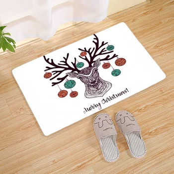 

Elk Deer Printed Doormats Christmas Thicken Hallway Porch Rug Non-slip Water Absorption Bathroom Pad Machine Washable Home Decor
