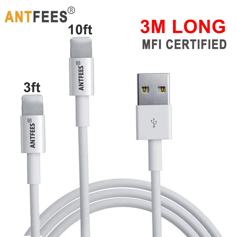 10ft 3M Long Charger Cable for iPhone 8 Plus 7 6s 5s SE X 3 Meter MFI