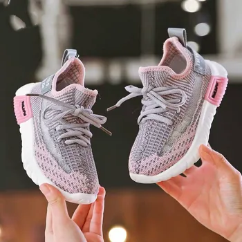

Girls Pink Rubber Sports Shoes Spring Lightweight Running Breathable Sneaker Fashion Student Sneaker For Children