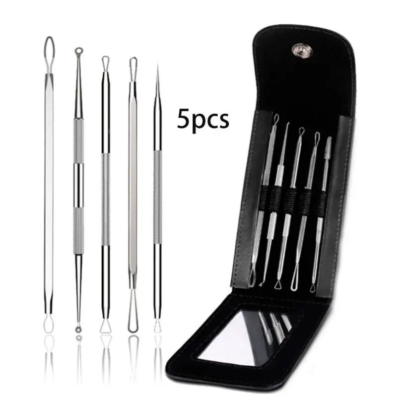 

5 Pcs/set Practical Acne Needle Set with Mirror Blackhead Whelk Remover Stainless Steel Beauty Tools