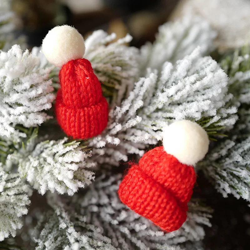 10pcs Mix Color Mini Knitting Hats Doll Hats Decor DIY Party Home Decoration Finger Candy Christmas Hat Lollipop Cover