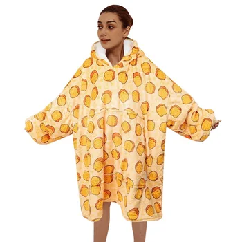

Super Soft Warm Wearable Blanket Hoodie With Sleeves Blankets Fleece Sweatshirt Unisex Oversized Print Winter Plush Soft Coats