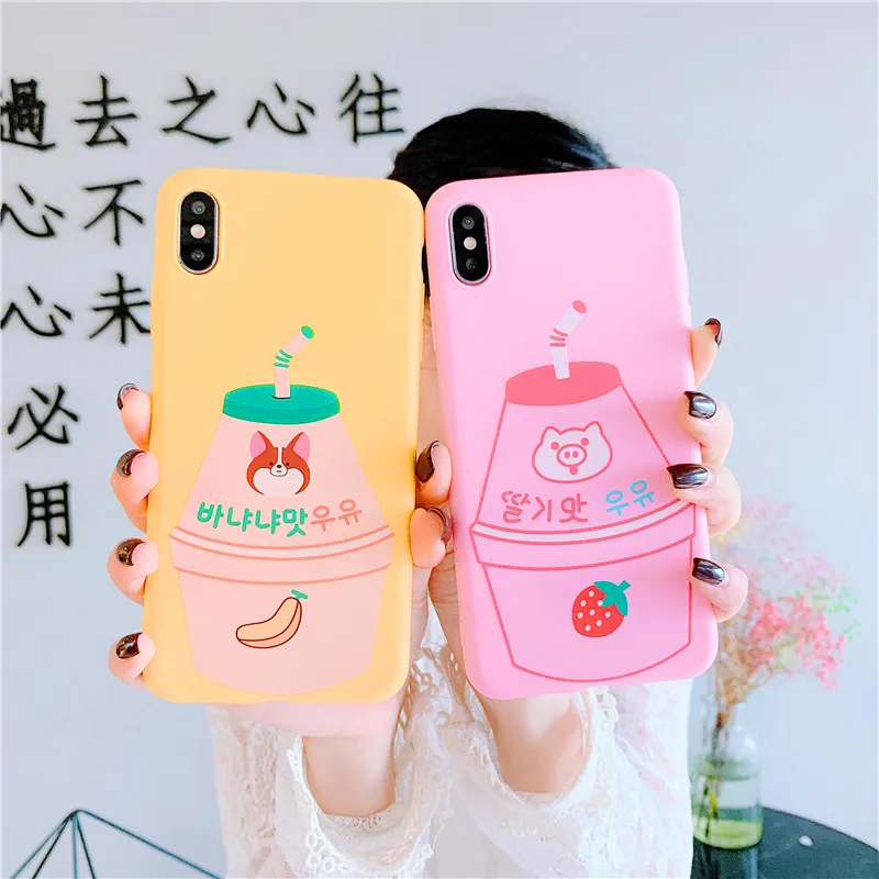 Милый сладкий банан молоко клубника напиток Мягкий ТПУ чехол для iphone MAX XS XR 7 8 plus 6