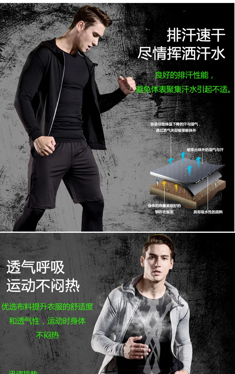 5Pc/set Men Sportswear Suits Compression Fitness Jogging Gym Tight Training Clothing Male Workout Jogging Tracksuit Running Sets