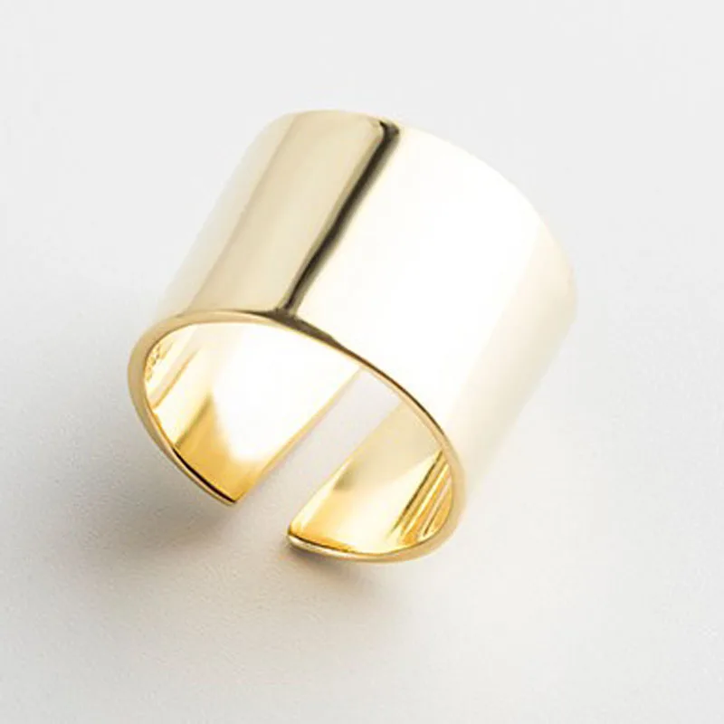 New Style Fine Polished Silver wedding Open Finger Ring Anniversary Jewelry Gold color
