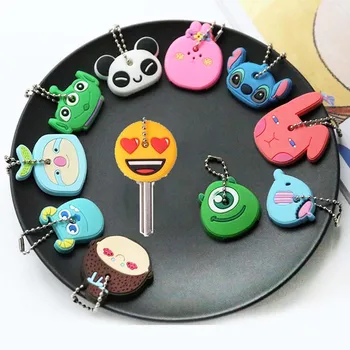 

36 Pcs/lot Cute Cartoon PVC Key Cover Keychains Key Chain Key Ring Birthday Toys Carnival Prizes Kids Gift Pinata Fillers