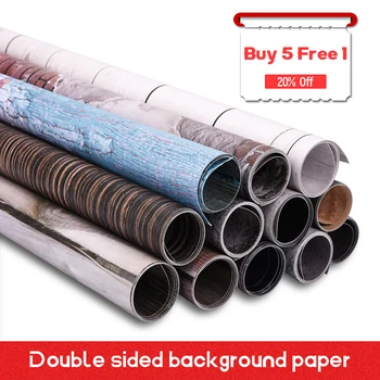 

'Buy 5 Free 1' Double Sided Wood Grain Cement Marble Texture Desktop Shooting Photography Waterproof Backdrops Paper for Camera