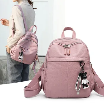 

New Style Soft Leather Backpack Student Backpack