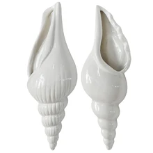 New-2Pcs современный белый Керамика море раковину ваза Настенный декор дома Гостиная задний план настенные декоративные вазы, 1P