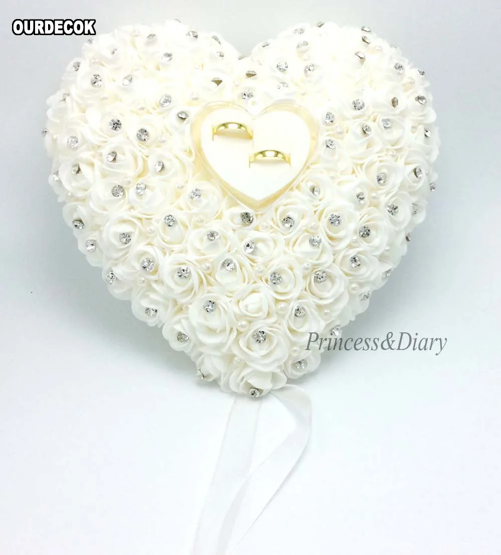 Свадебные сувениры трусики с кольцом Подушка с транспарантной коробкой дизайн сердца со стразами жемчужный Декор чехол для подушки