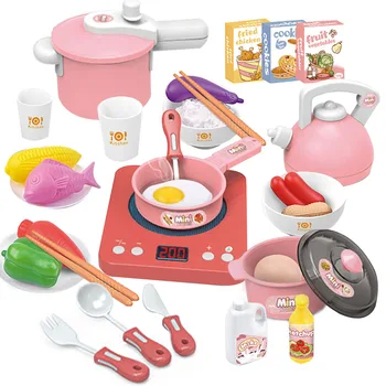 

30pcs Children Kitchen Toy Simulation Mini Toy Kitchen Set with Cooker Utensils Food Cookware Set Pretend Toys for Kids Gifts