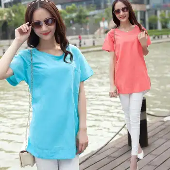 

Summer 2020 blue short sleeve t shirt Women Top Garment