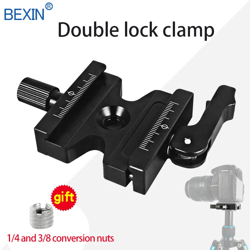 

Tripod ball head dslr Camera mount adapter Adjustable Knob clamp Arca Swiss Double Lock Quick Release clip plate Clamp