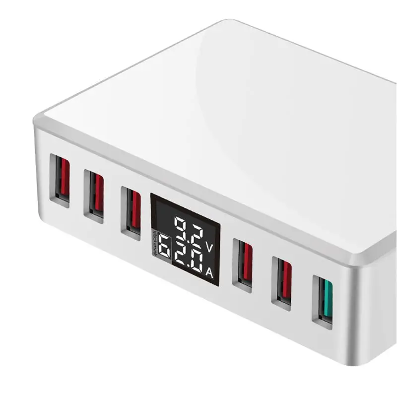 6 портов QC3.0 Смарт USB зарядное устройство быстрозарядная станция Подставка док-станция с ЖК-дисплеем для смартфонов AU EU US UK Plug