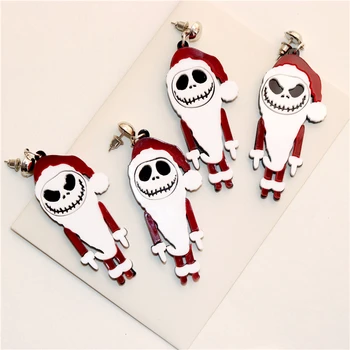 

KUGUYS 2021 Christmas Scary Santa Claus Drop Earrings for Women Halloween Ghost Dangle Girls Cute Jewellry