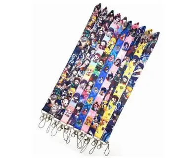

lot 100Pcs Japanese anime Kimetsu no Yaiba Neck Straps Lanyards Mobile Phone,ID Card,Key chain kids party gifts Mm-02
